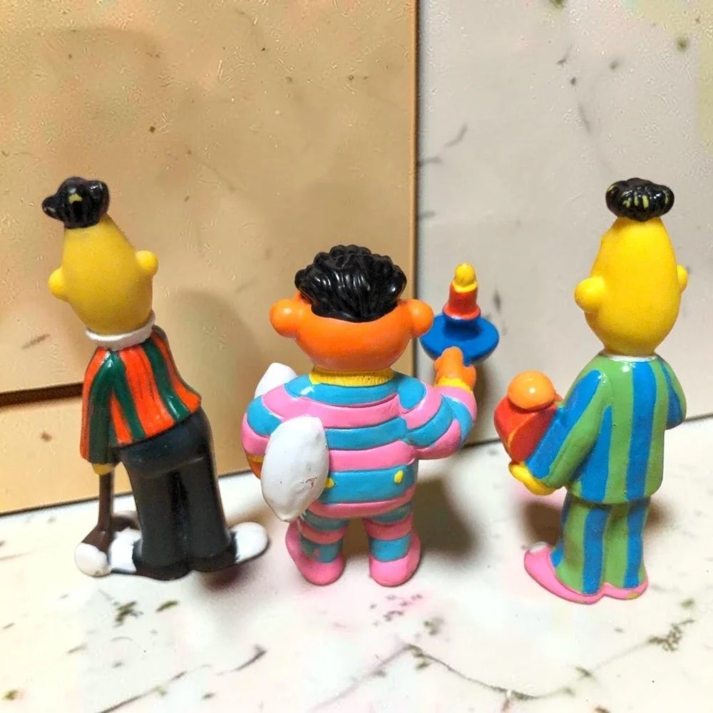 VTG Applause Sesame Street Bert Ernie PVC Figure Lot Pajama Candle Croquet 1980s